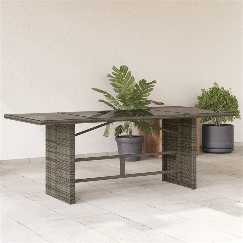 vidaXL PE Rattan and Metal Garden Dining Table in Gray