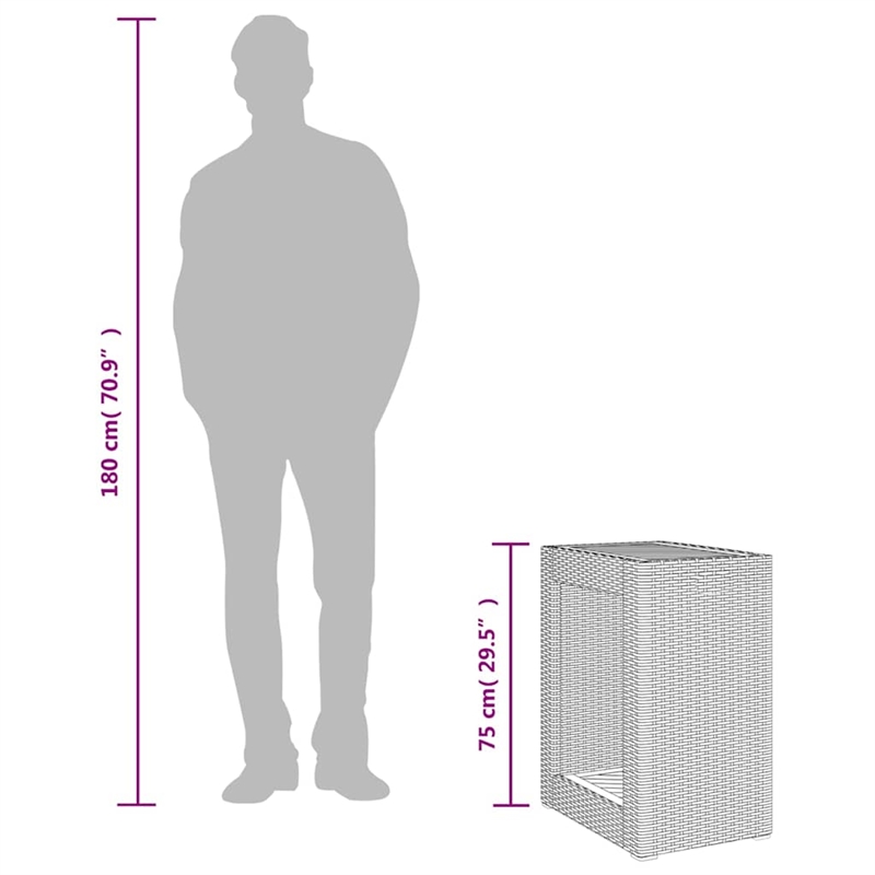 vidaXL PE Rattan Garden Side Table in Gray and Brown