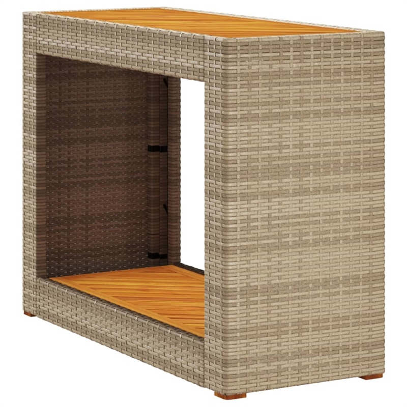 vidaXL PE Rattan Garden Side Table in Beige and Brown