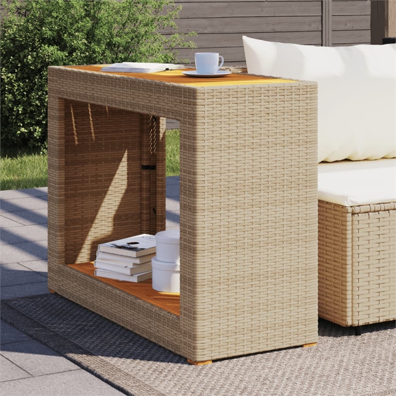 vidaXL PE Rattan Garden Side Table in Beige and Brown