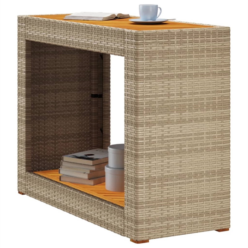 vidaXL PE Rattan Garden Side Table in Beige and Brown