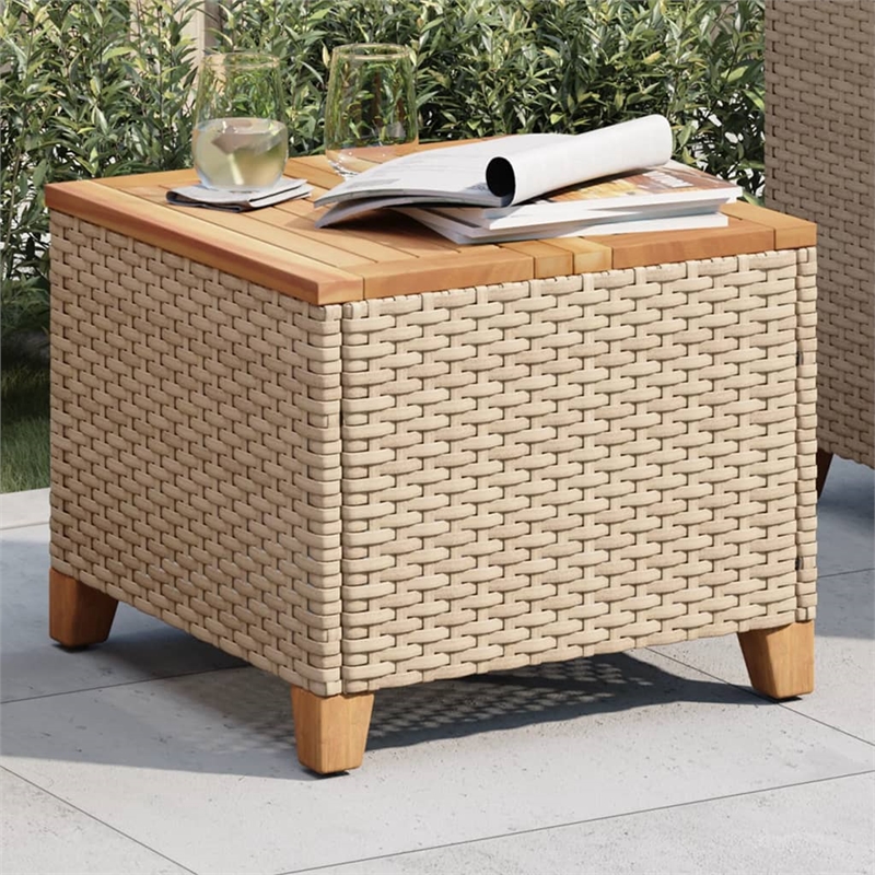 vidaXL PE Rattan Garden Coffee Table in Beige and Brown
