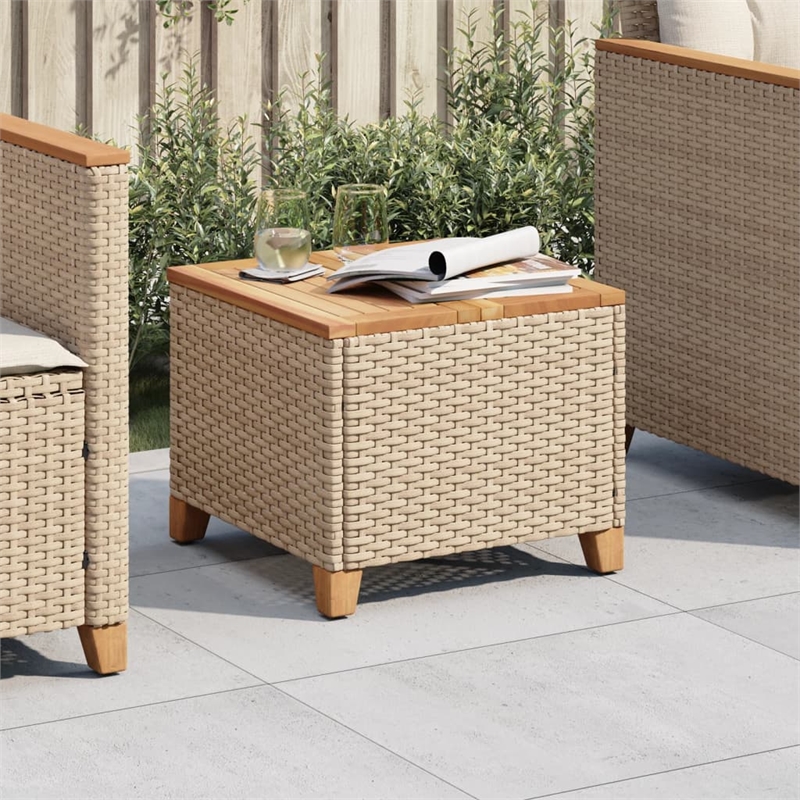 vidaXL PE Rattan Garden Coffee Table in Beige and Brown