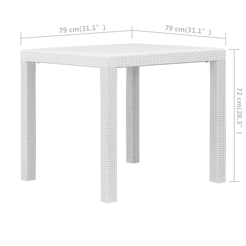 vidaXL Plastic Garden Table in White