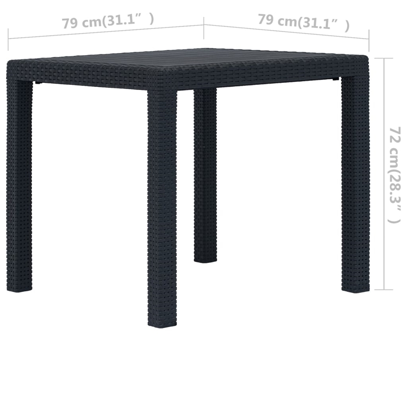 vidaXL Plastic Garden Coffee Table in Anthracite/Gray