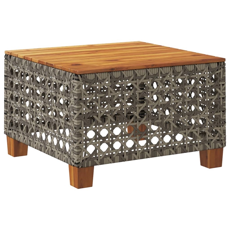 vidaXL Poly Rattan Small Garden Coffee Table in Gray and Brown