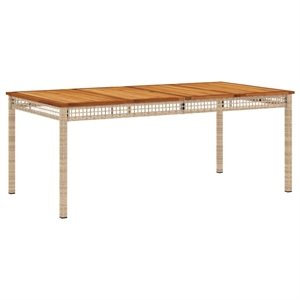vidaXL PE Rattan Large Durable Garden Dining Table in Beige