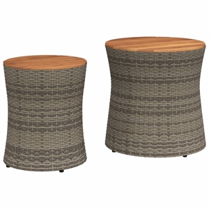 vidaXL PE Rattan Garden Side Table in Gray and Brown