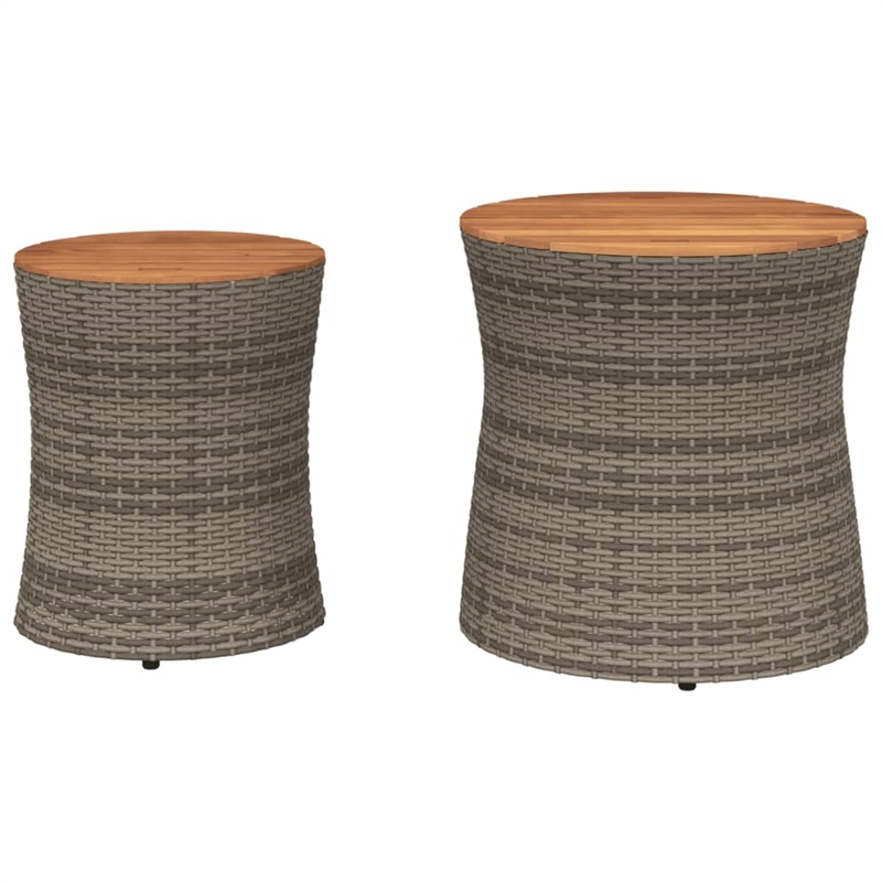 vidaXL PE Rattan Garden Side Table in Gray and Brown
