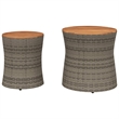 vidaXL PE Rattan Garden Side Table in Gray and Brown
