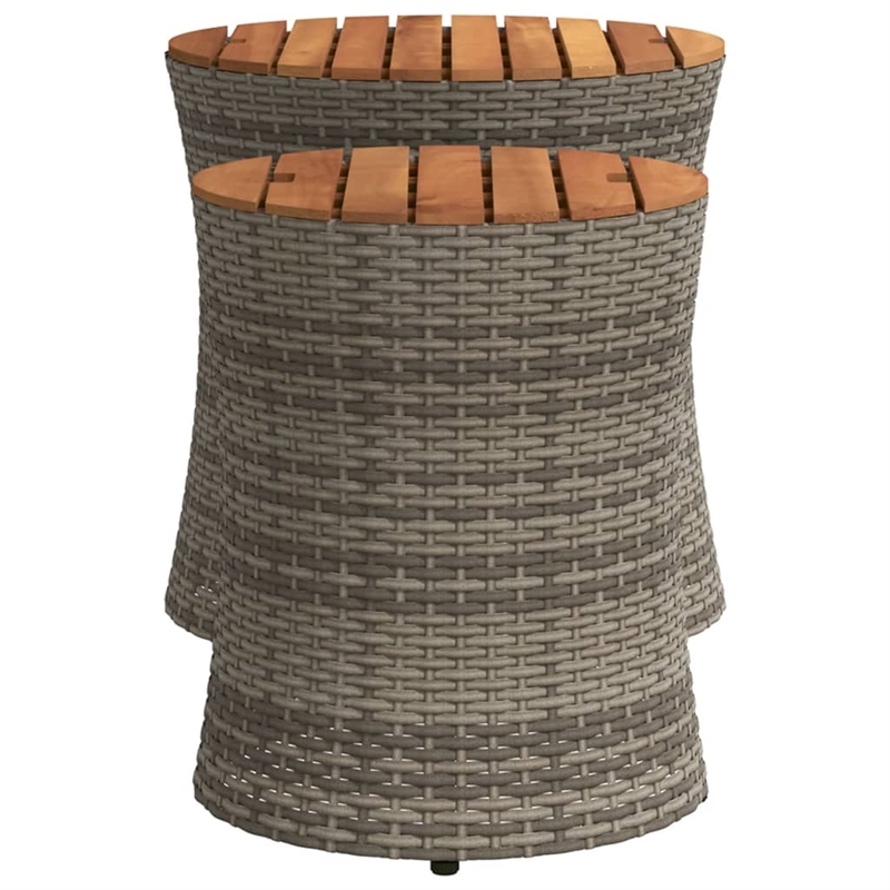 vidaXL PE Rattan Garden Side Table in Gray and Brown