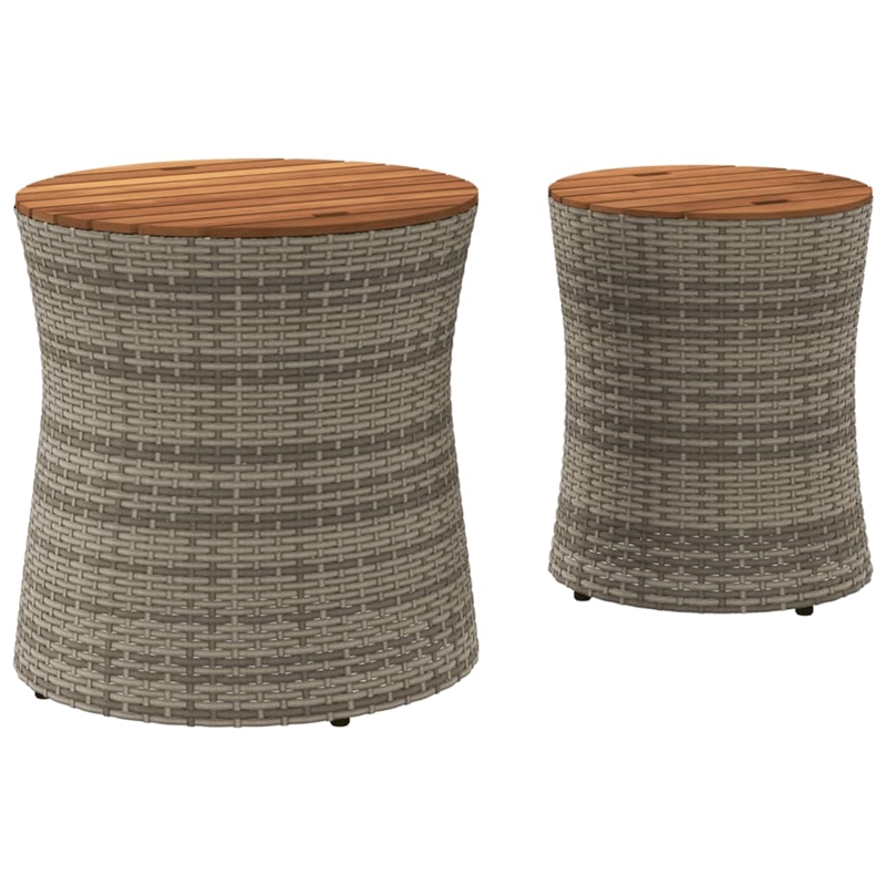 vidaXL PE Rattan Garden Side Table in Gray and Brown