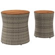vidaXL PE Rattan Garden Side Table in Gray and Brown