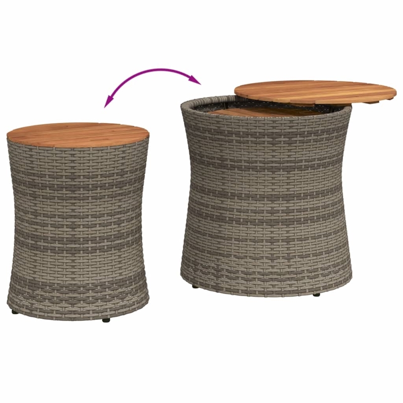 vidaXL PE Rattan Garden Side Table in Gray and Brown