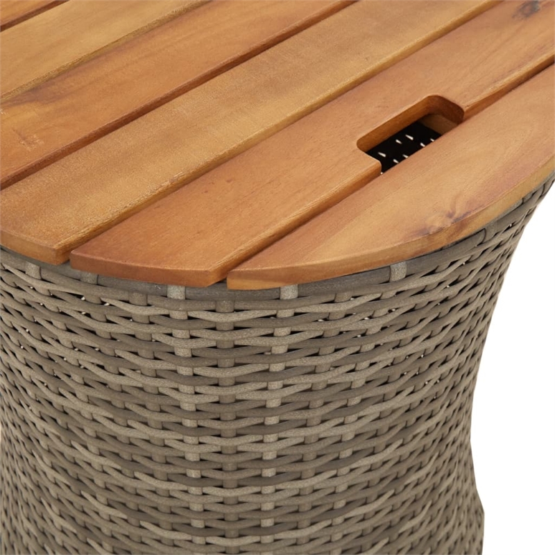 vidaXL PE Rattan Garden Side Table in Gray and Brown