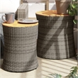 vidaXL PE Rattan Garden Side Table in Gray and Brown