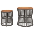 vidaXL PE Rattan Garden Side Table in Gray and Brown