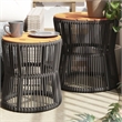 vidaXL PE Rattan Garden Side Table in Gray and Brown
