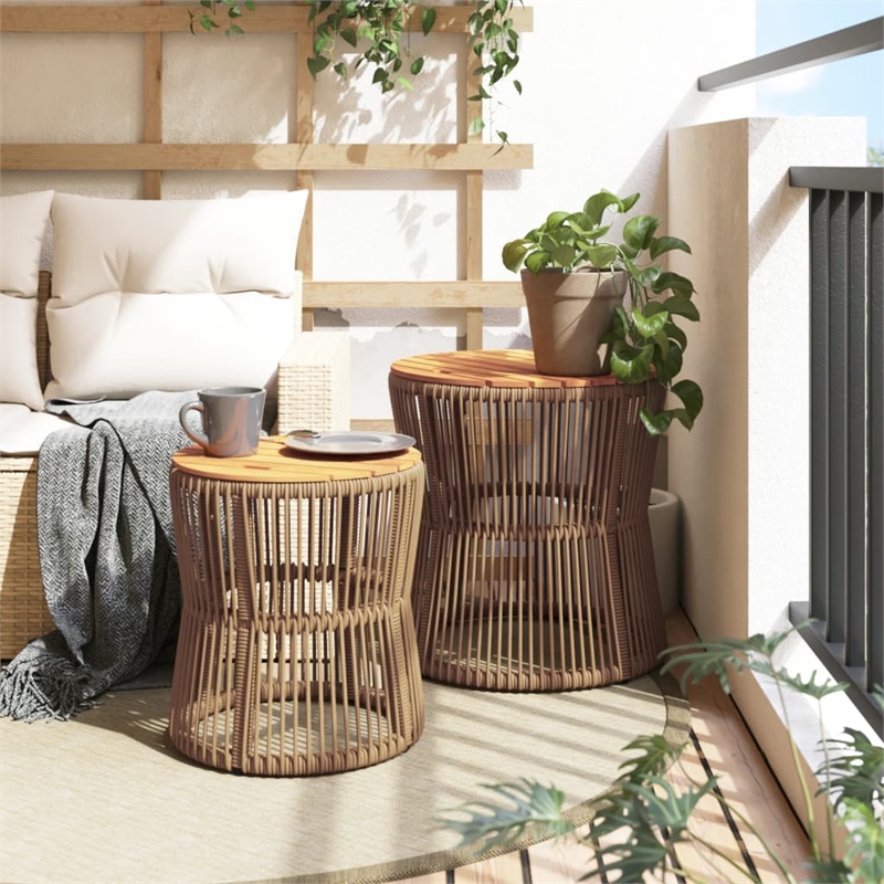 vidaXL Garden Side Table in Beige and Brown