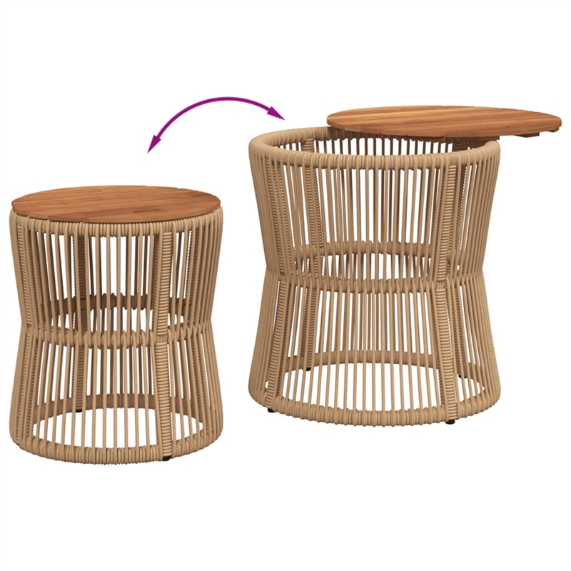 vidaXL Garden Side Table in Beige and Brown