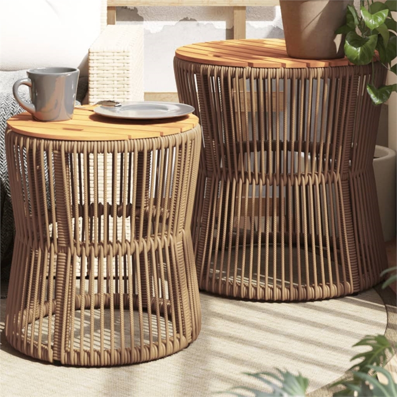 vidaXL Garden Side Table in Beige and Brown