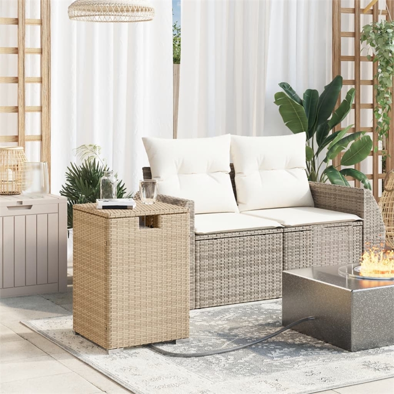 vidaXL PE Rattan Garden Side Table in Black and Brown