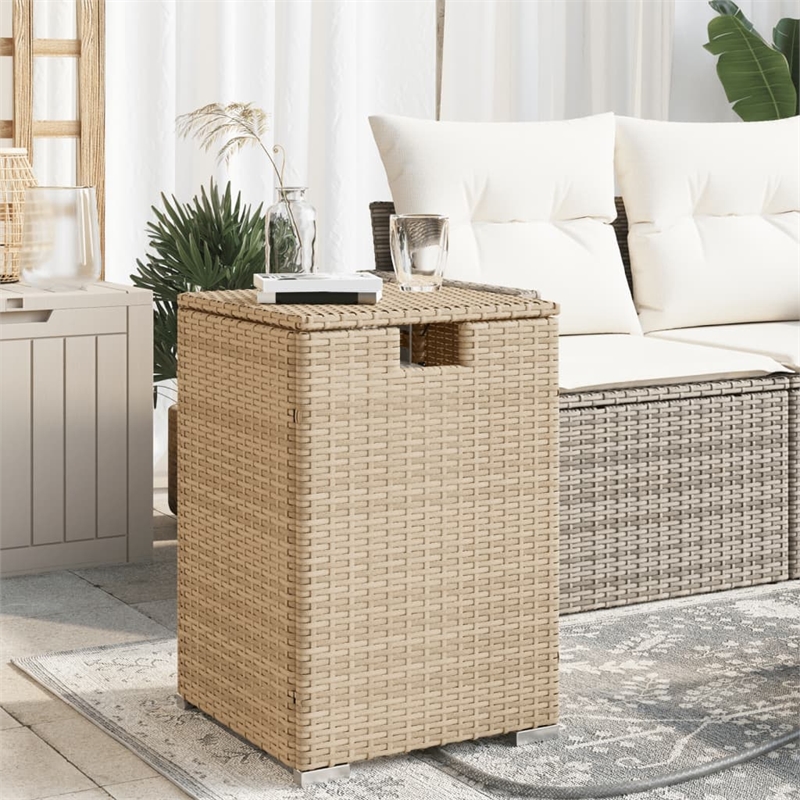 vidaXL PE Rattan Garden Side Table in Black and Brown