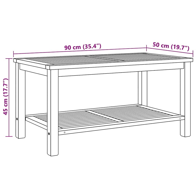 vidaXL Solid Teak Wood Coffee Table in Brown