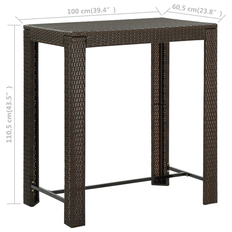vidaXL PE Rattan Bar Table in Brown