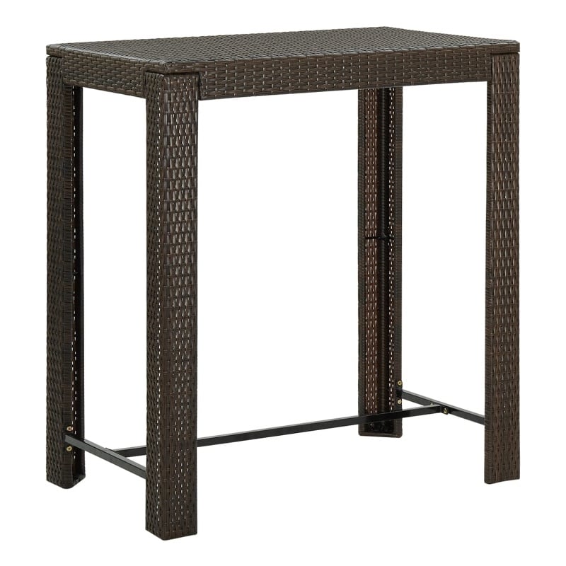 vidaXL PE Rattan Bar Table in Brown