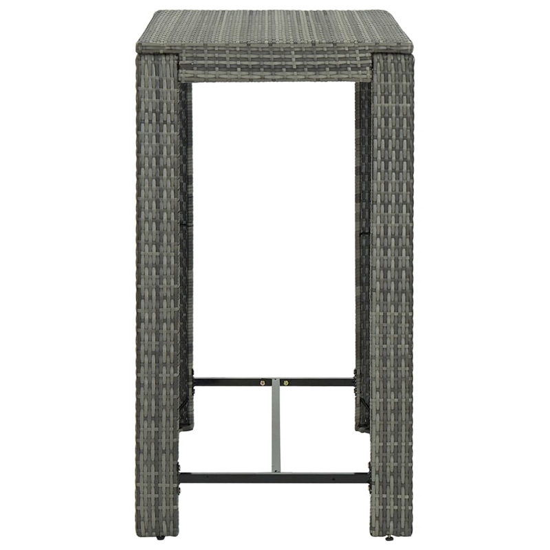 vidaXL PE Rattan Bar Table in Gray