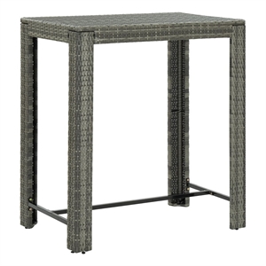 vidaXL PE Rattan Bar Table in Gray