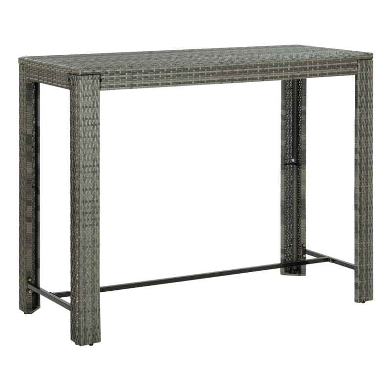 vidaXL PE Rattan Bar Table in Gray