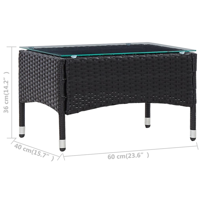 vidaXL Poly Rattan Outdoor Table in Black