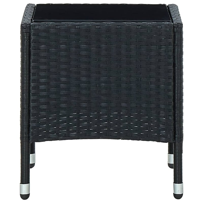 vidaXL PE Rattan Small Durable Garden Dining Table in Black