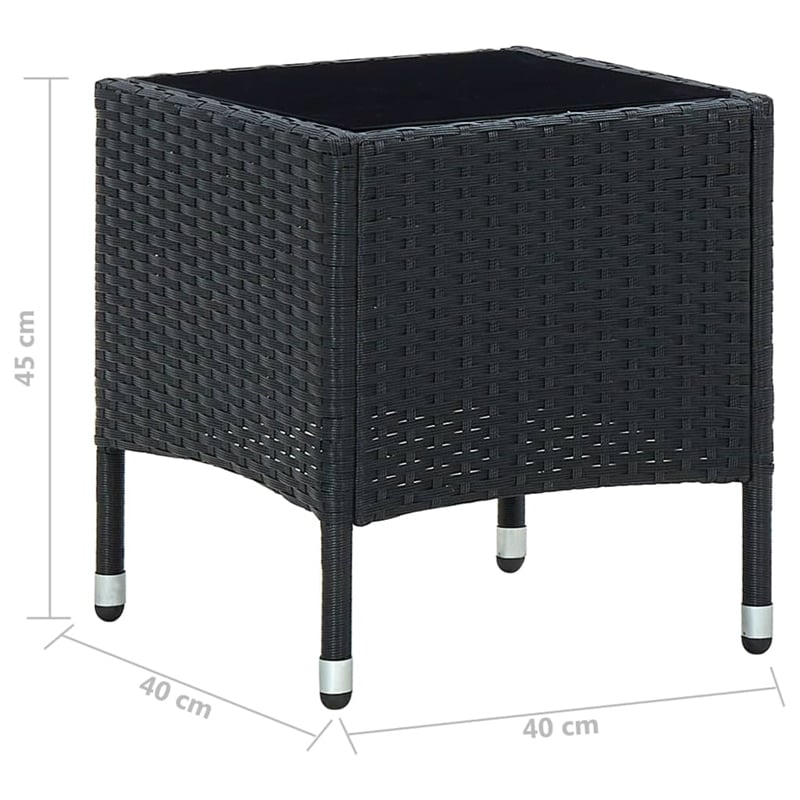 vidaXL PE Rattan Small Durable Garden Dining Table in Black