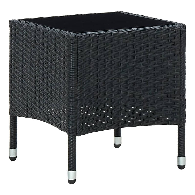 vidaXL PE Rattan Small Durable Garden Dining Table in Black