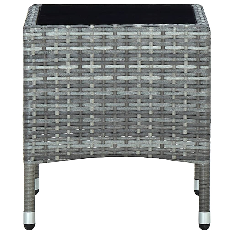 vidaXL PE Rattan Small Durable Garden Dining Table in Gray