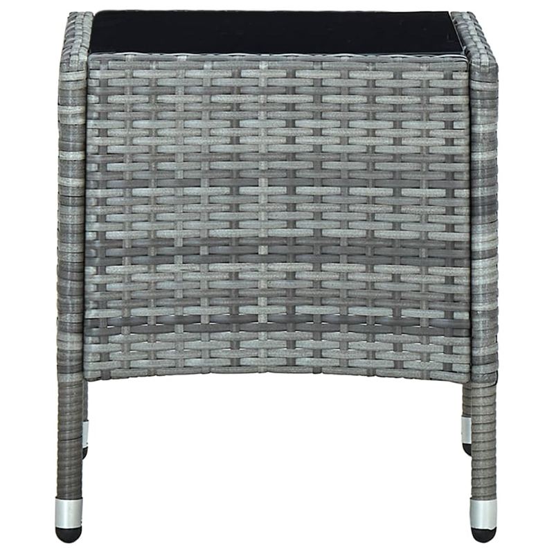 vidaXL PE Rattan Small Durable Garden Dining Table in Gray