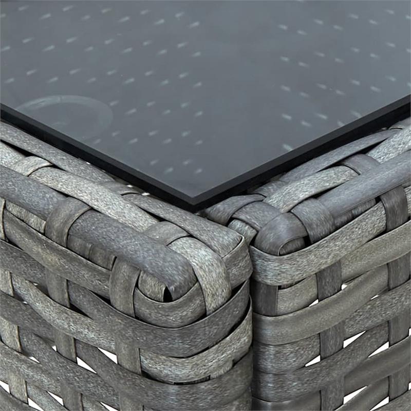 vidaXL PE Rattan Small Durable Garden Dining Table in Gray
