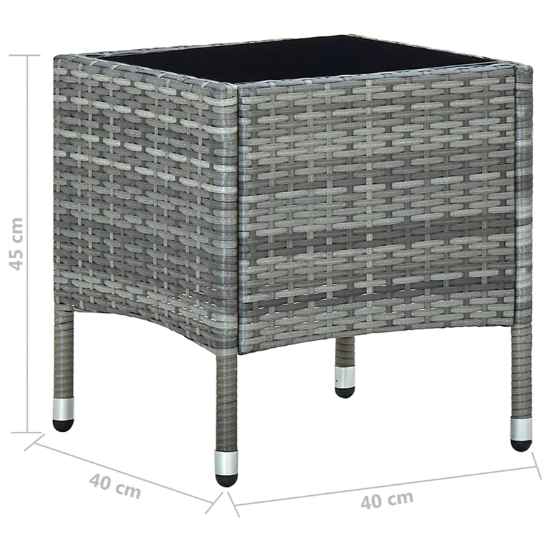 vidaXL PE Rattan Small Durable Garden Dining Table in Gray