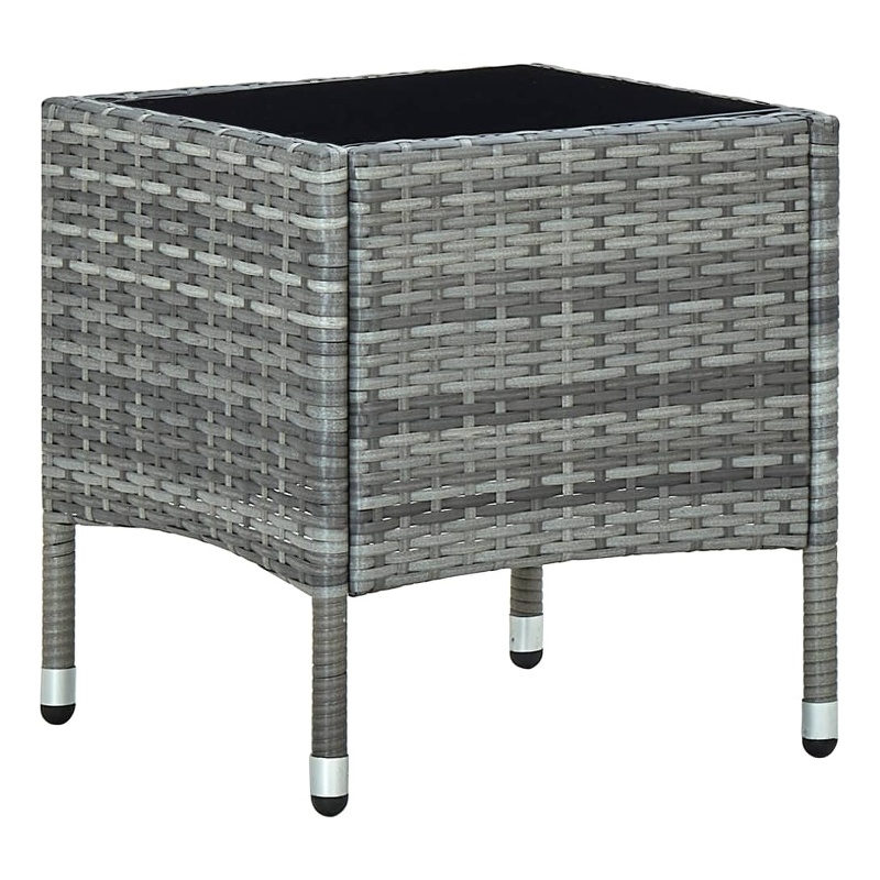 vidaXL PE Rattan Small Durable Garden Dining Table in Gray