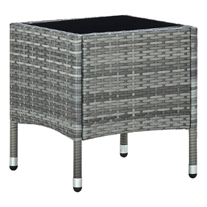 vidaXL PE Rattan Small Durable Garden Dining Table in Gray