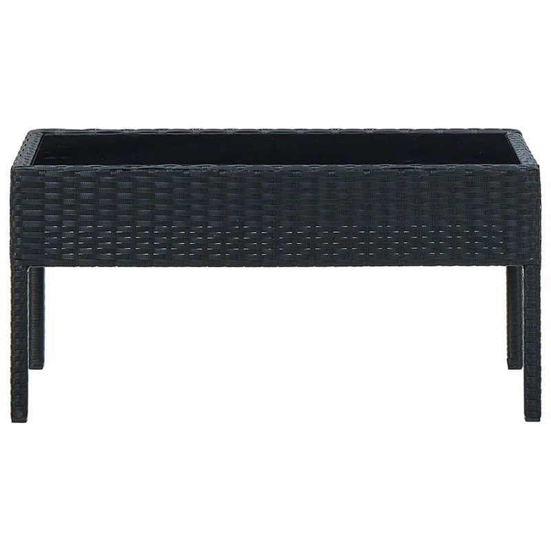 vidaXL PE Rattan Medium Durable Garden Dining Table in Black
