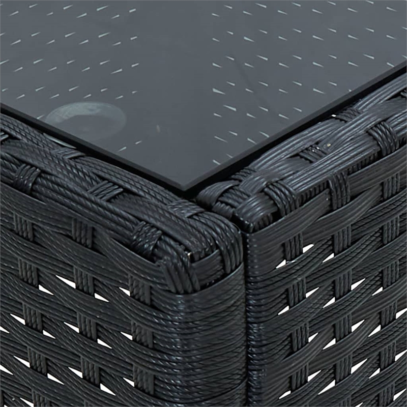 vidaXL PE Rattan Medium Durable Garden Dining Table in Black