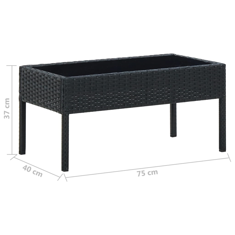 vidaXL PE Rattan Medium Durable Garden Dining Table in Black