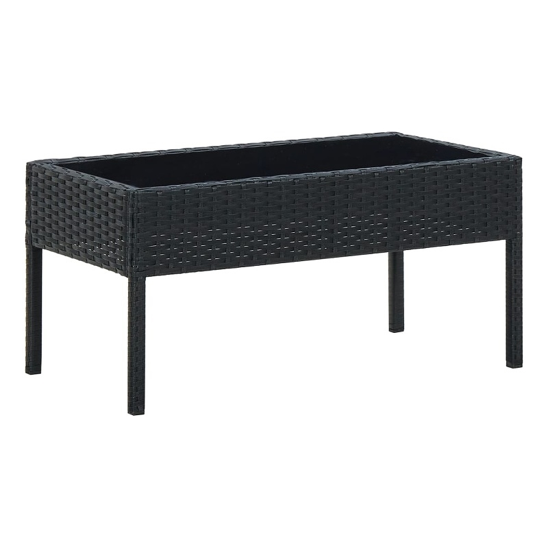 vidaXL PE Rattan Medium Durable Garden Dining Table in Black