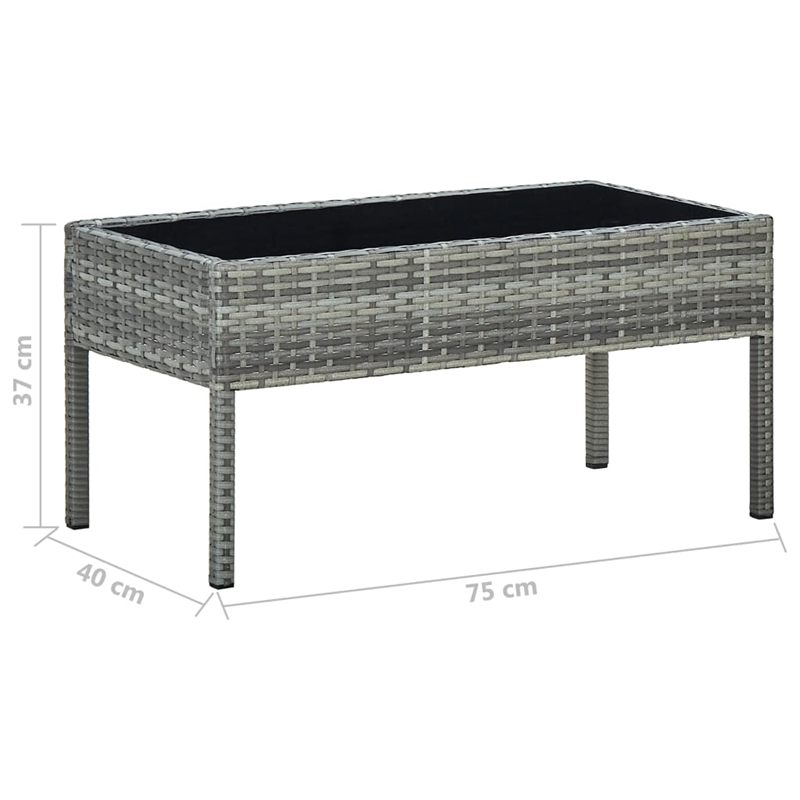 vidaXL PE Rattan Medium Durable Garden Dining Table in Gray