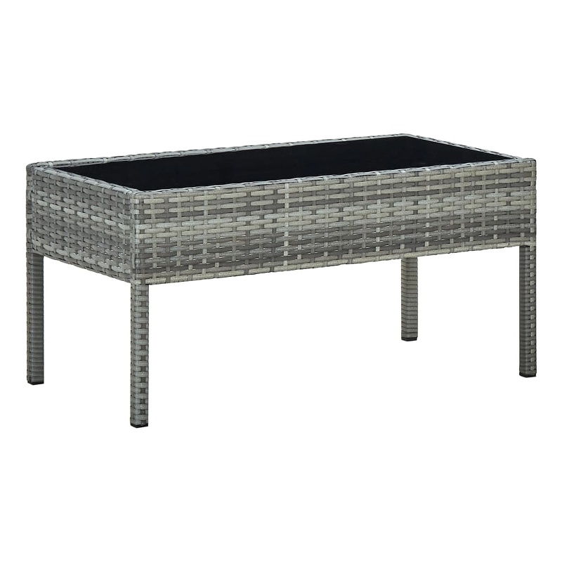 vidaXL PE Rattan Medium Durable Garden Dining Table in Gray