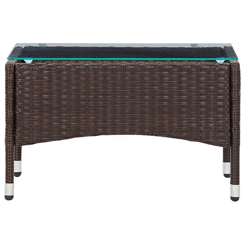 vidaXL PE Rattan with Glass Outdoor Table in Brown